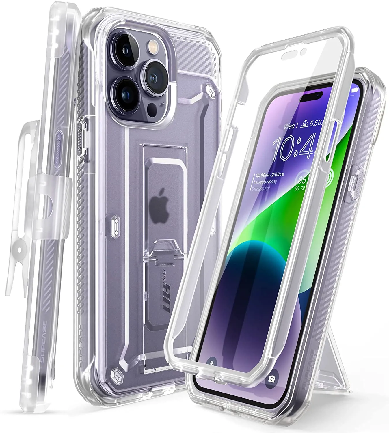 iPhone 14 Pro Max 6.7", Protector & Kickstand & Belt-Clip Heavy Duty Rugged Case Black