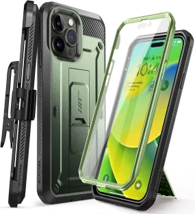 iPhone 14 Pro Max 6.7", Protector & Kickstand & Belt-Clip Heavy Duty Rugged Case Black