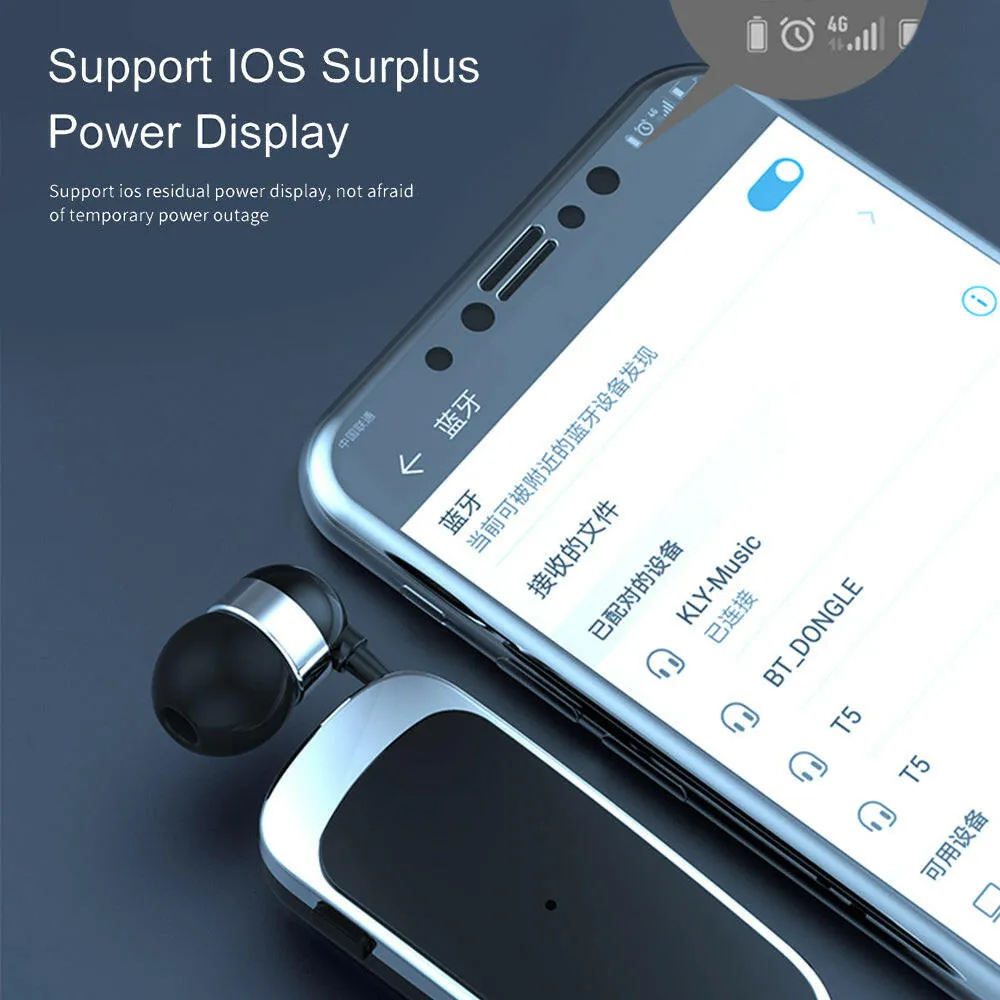 K52 Wireless Business BT Headset in-Ear Retractable Earphone Hands-free Sport Driver Earphone Telescopic Clip on Stereo Earbud With Mic