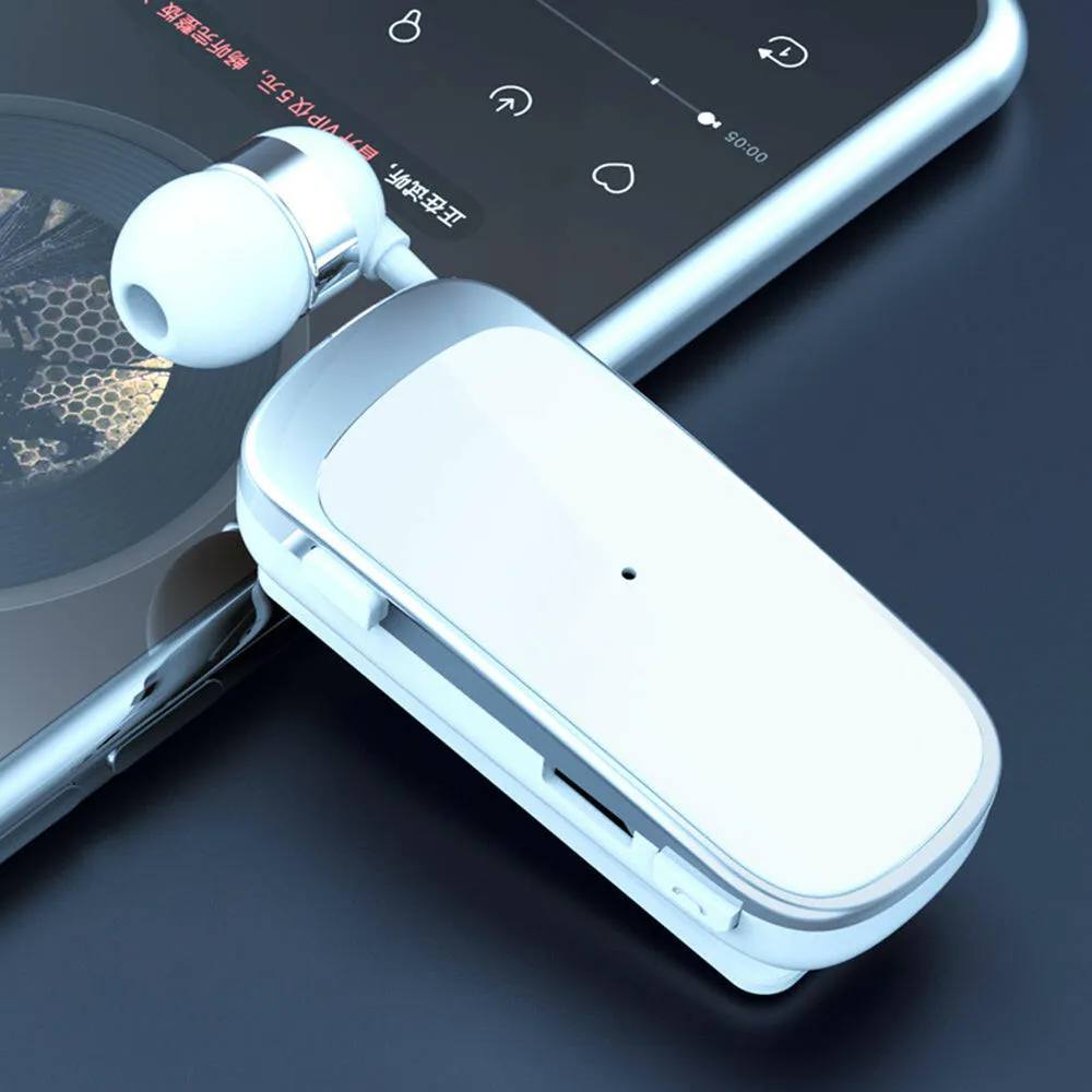 K52 Wireless Business BT Headset in-Ear Retractable Earphone Hands-free Sport Driver Earphone Telescopic Clip on Stereo Earbud With Mic