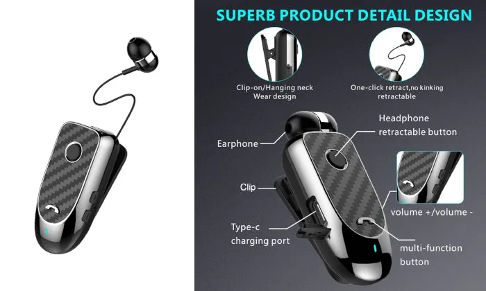 L2 Wireless Business BT Headset in-Ear Retractable Earphone