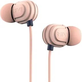 Mivi Rock and Roll E5 Wired In Ear Earphones with HD Sound and Extra Powerful Bass with Mic, Tangle Free & Extra Length Cable | Earphones for Mobile | Beige