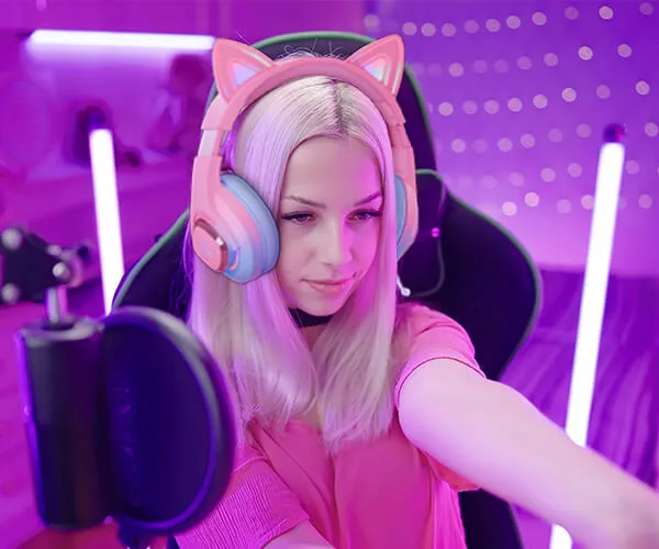 Mytrix Cat Ear Gaming Headset with 360° Rotation Microphone Compatible with PS4, PS5, Xbox, PC, MAC, Switch