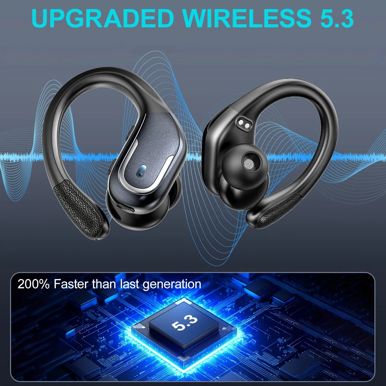 New Wireless Earbuds For Running Sports, Wireless Earphones With Pure Bass Sound, Over Ear Headphones With Dual-LED Display, Earphones Noise Cancelling Headset Built-in Microphone