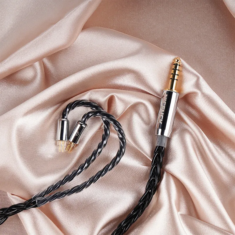 NICEHCK BlackCat Ultra HiFi Earphone Re-Cable, 8 Cores, Zinc Copper Alloy Oil Soak Material, 2.5mm Plug, MMCX Connector, Upgrade Cable, Removable, Metal Connector, Hi-fi Sound Quality