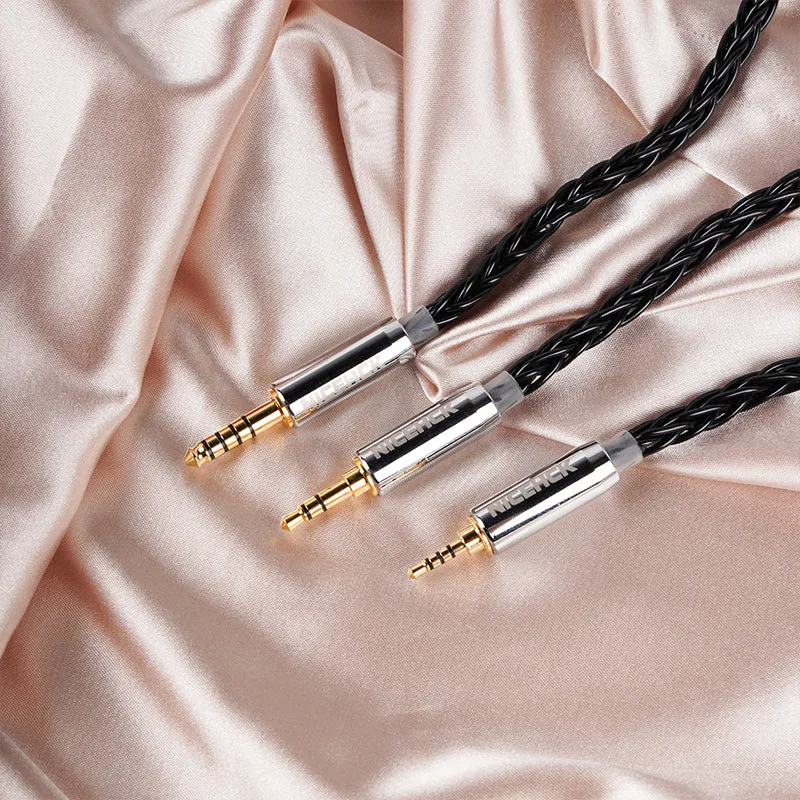 NICEHCK BlackCat Ultra HiFi Earphone Re-Cable, 8 Cores, Zinc Copper Alloy Oil Soak Material, 2.5mm Plug, MMCX Connector, Upgrade Cable, Removable, Metal Connector, Hi-fi Sound Quality