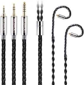 NICEHCK BlackCat Ultra HiFi Earphone Re-Cable, 8 Cores, Zinc Copper Alloy Oil Soak Material, 2.5mm Plug, MMCX Connector, Upgrade Cable, Removable, Metal Connector, Hi-fi Sound Quality