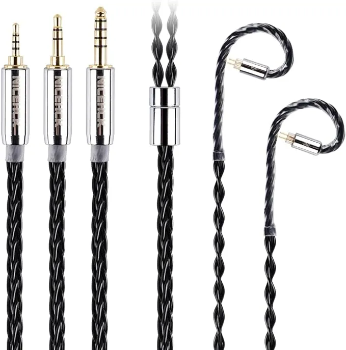 NICEHCK BlackCat Ultra HiFi Earphone Re-Cable, 8 Cores, Zinc Copper Alloy Oil Soak Material, 2.5mm Plug, MMCX Connector, Upgrade Cable, Removable, Metal Connector, Hi-fi Sound Quality