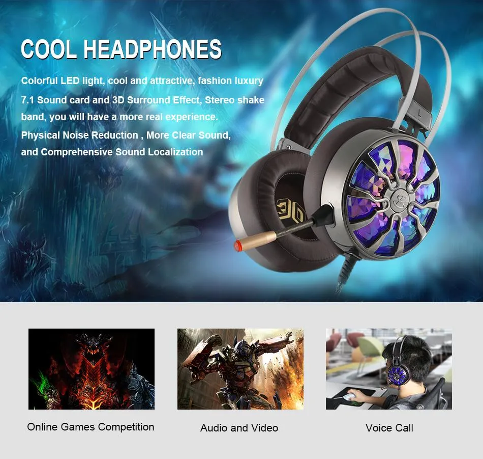 Ninja Dragon P65X USB 3D Surround Vibration Gaming Headset