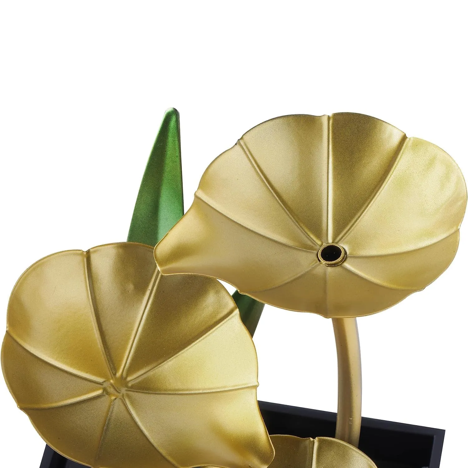 OG Metal Tabletop Water Fountain - Decor Ornaments with Waterfall Desktop Lotus Fountains, Deep Basin and Natural River Rocks, Indoor Zen Relaxation for Office, Bedroom Decor Item (Golden, 1 PCS)