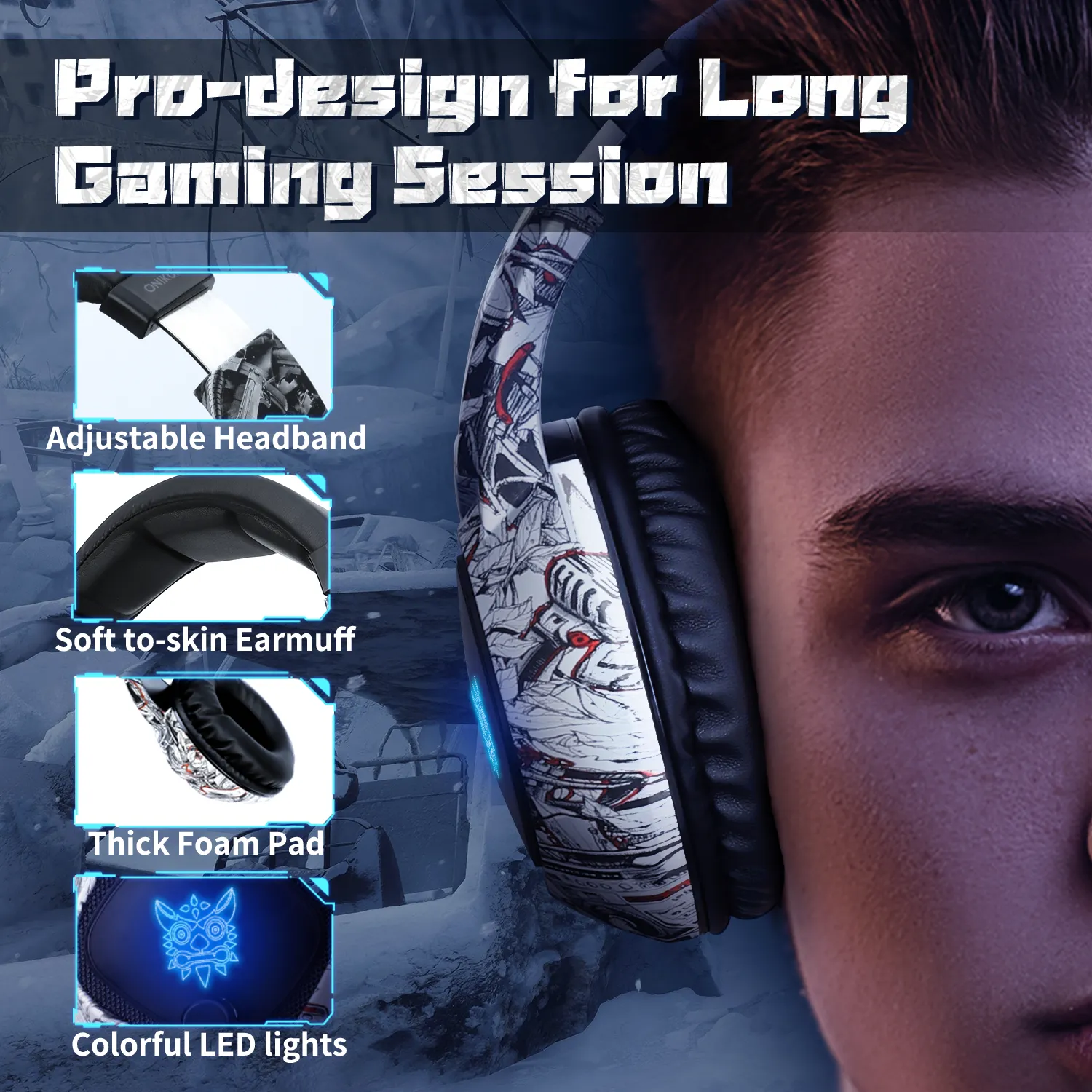 ONIKUMA K19 Professional Gaming Headphone with RGB LED Backlight