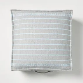 Open Box - Border Stitch Stripe Indoor/Outdoor Floor Cushion Gray/Light Blue - Hearth & Hand with Magnolia