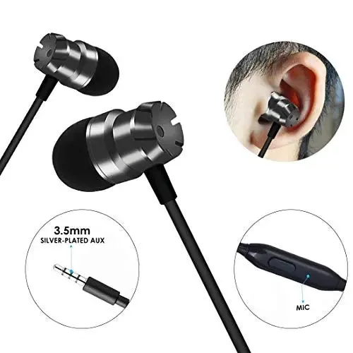 OPTIMA Wired Earbuds in Ear Headphones with Microphone, Earphones with Mic and Volume Control, Memory Foam, Reinforced Cable, Bass Compatible with iPhone