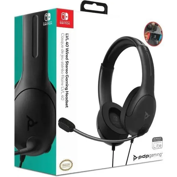 PDP Nintendo Switch Airlite Wired Gaming Headset 3.5mm Jack Black