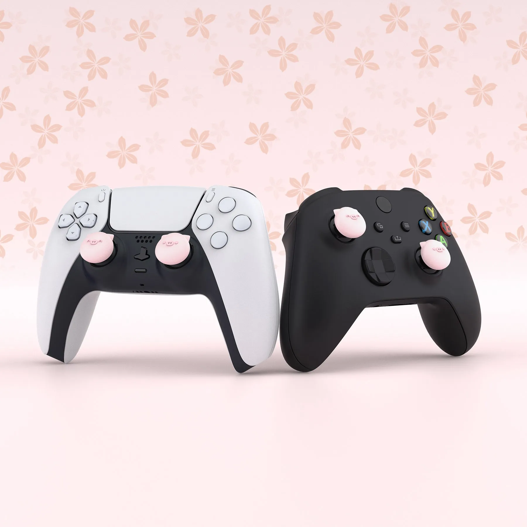 PlayVital Chubby Piggy Cute Thumb Grip Caps for PS5/4 Controller, Silicone Analog Stick Caps Cover for Xbox Series X/S, Thumbstick Caps for Switch Pro Controller - PJM3011