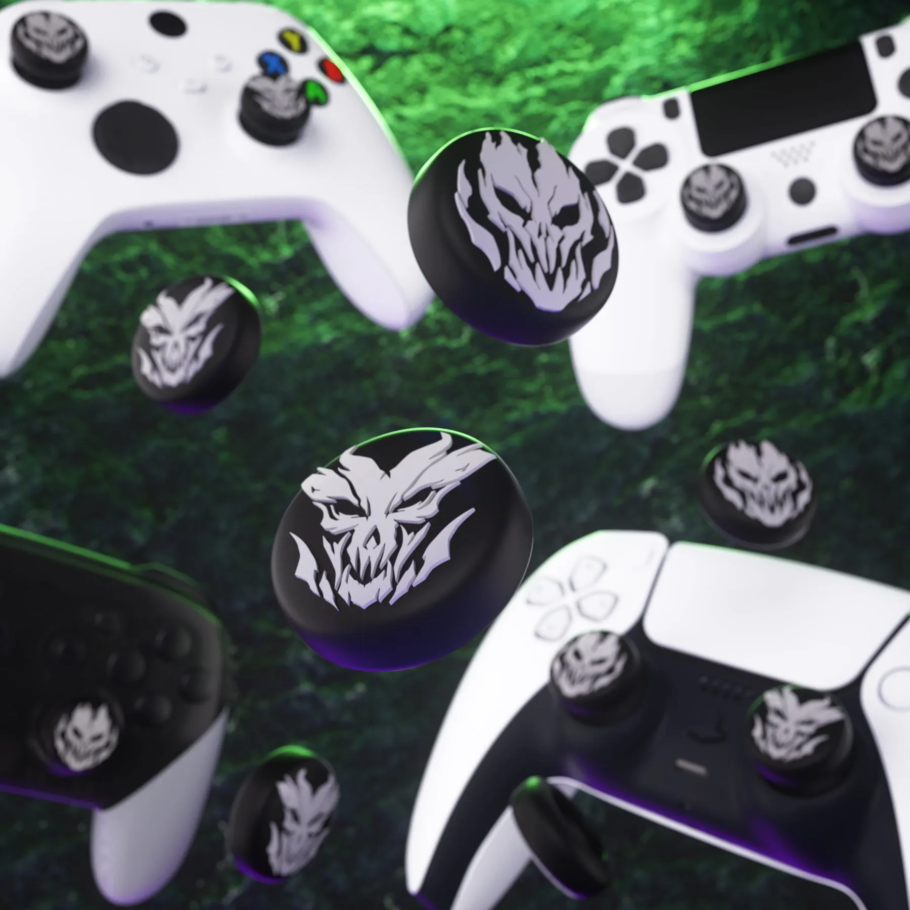 PlayVital Fire Demons Thumb Grip Caps for PS5/4 Controller, Silicone Analog Stick Caps Cover for Xbox Series X/S, Thumbstick Caps for Switch Pro Controller - PJM3017