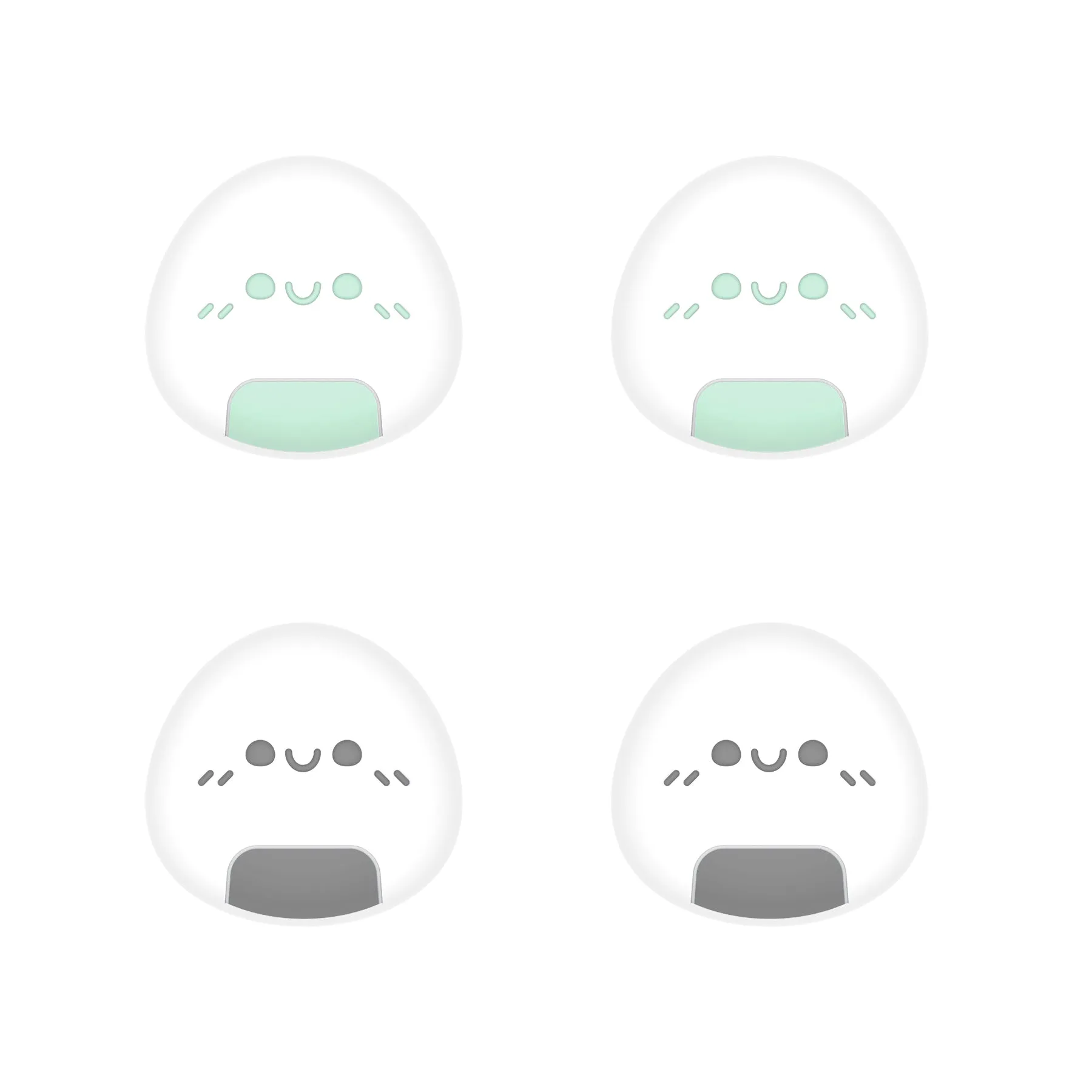 PlayVital Onigiri Cute Thumb Grip Caps for PS5/4 Controller, Silicone Analog Stick Caps Cover for Xbox Series X/S, Thumbstick Caps for Switch Pro Controller - Gray & Seafoam Green - PJM3007