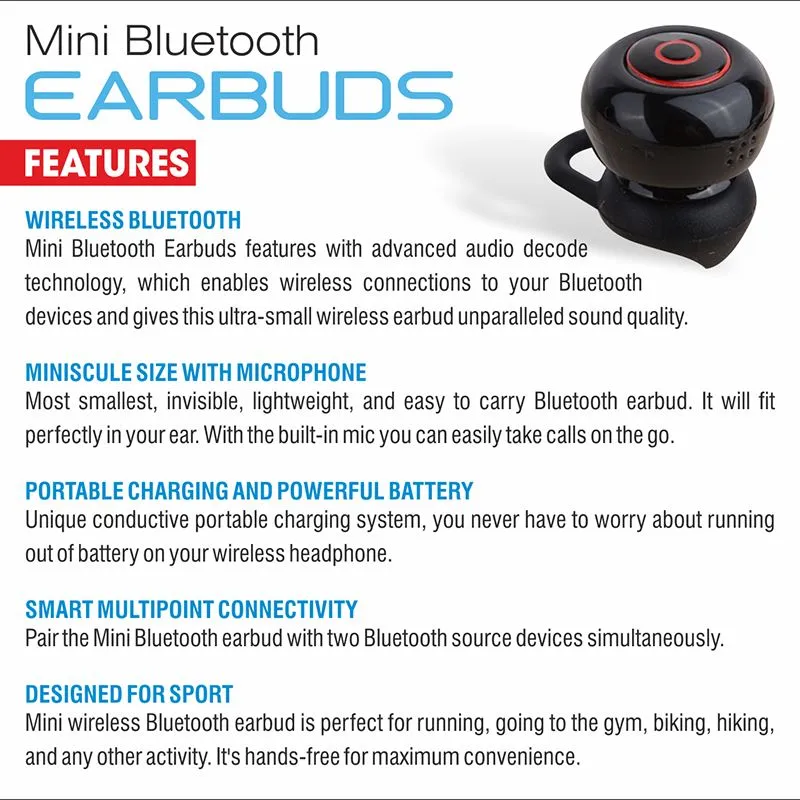 Professional Mini Earpiece with Hands-free Calling and Microphone