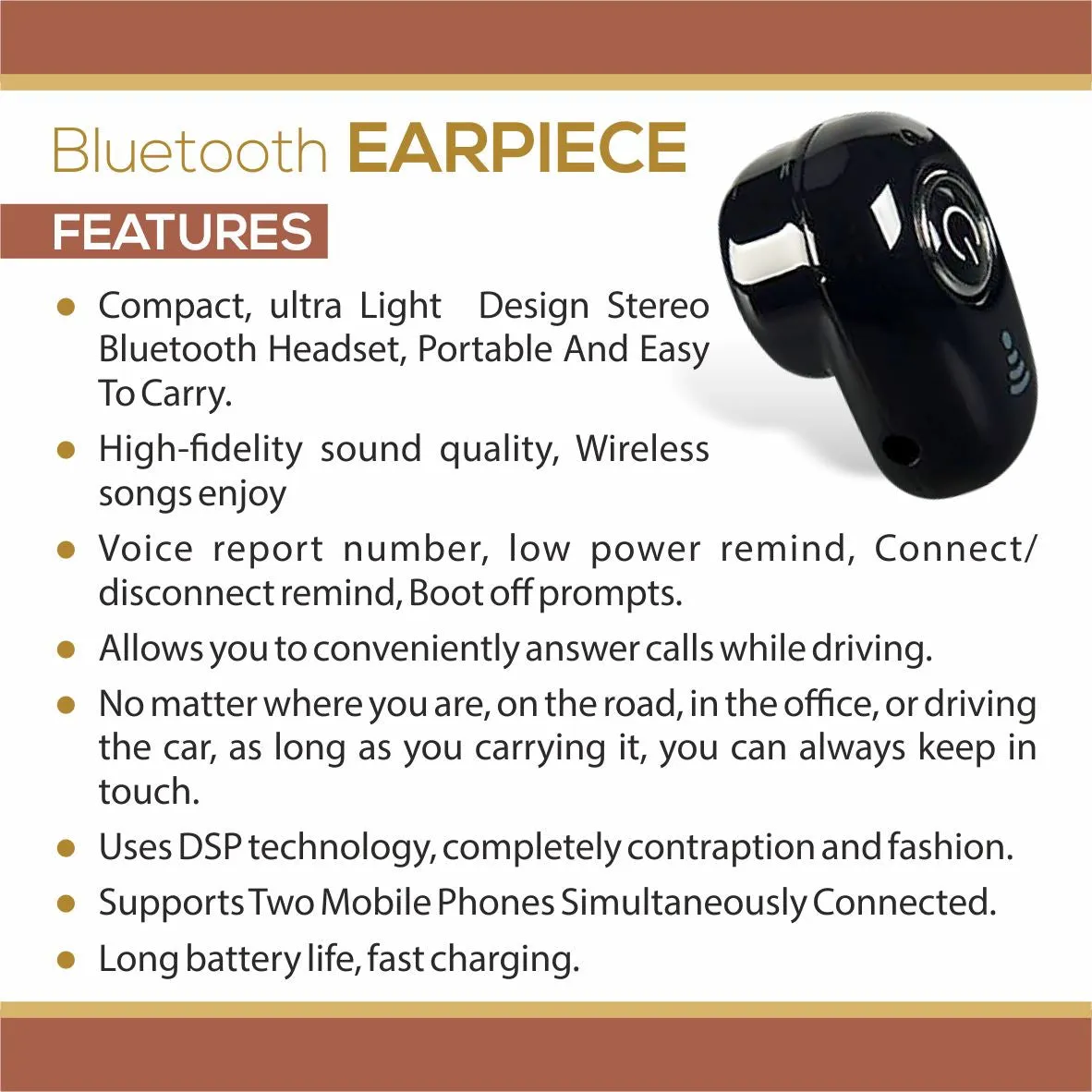 Professional Mini Invisible Wireless Bluetooth 10.0 Stereo In-Ear Earbud