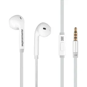 Promate Lightweight High-Performance Stereo Earbuds, In-Line Mic and Universal Volume Control, White