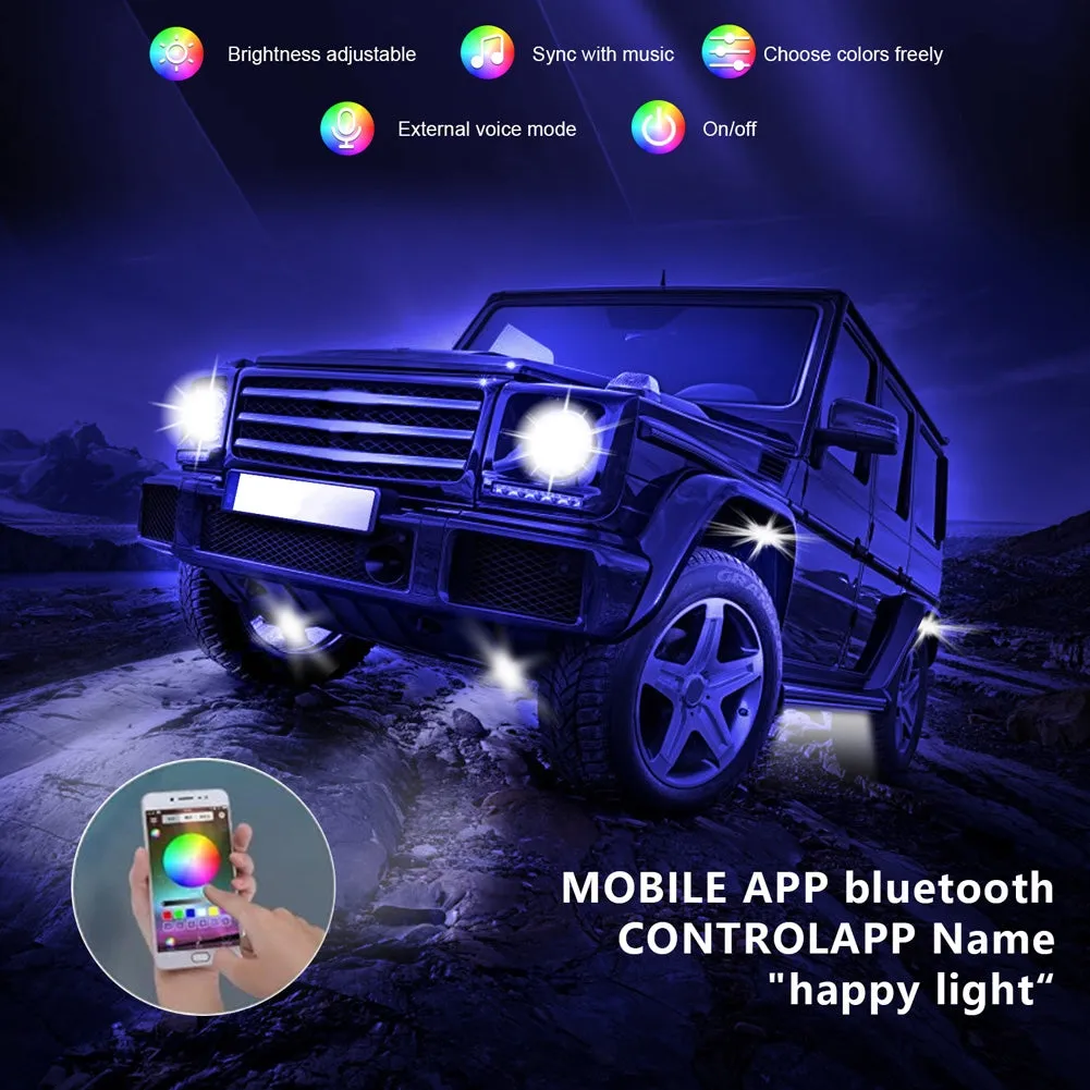 RGB LED Rock Lights Kits Multicolor Exterior Waterproof Underglow