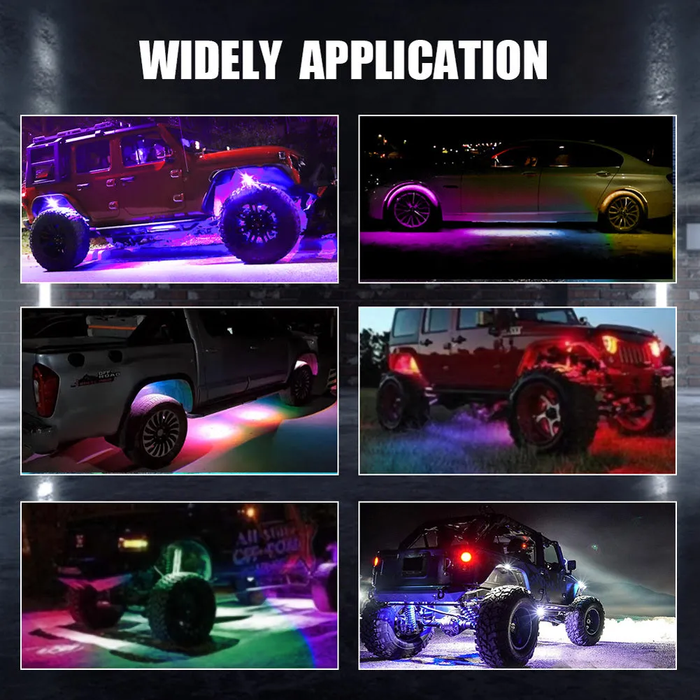 RGB LED Rock Lights Kits Multicolor Exterior Waterproof Underglow