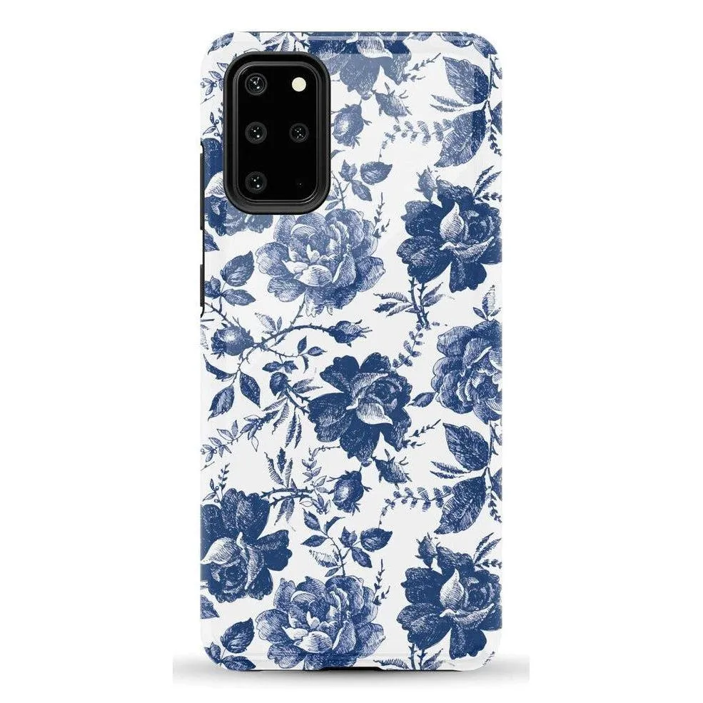 Rose to Fame | Blue & White Rose Floral Samsung Case