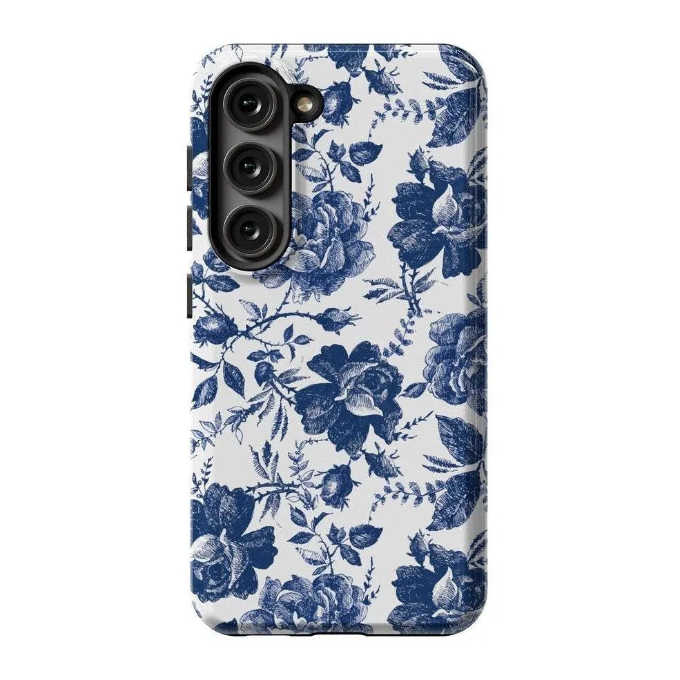 Rose to Fame | Blue & White Rose Floral Samsung Case