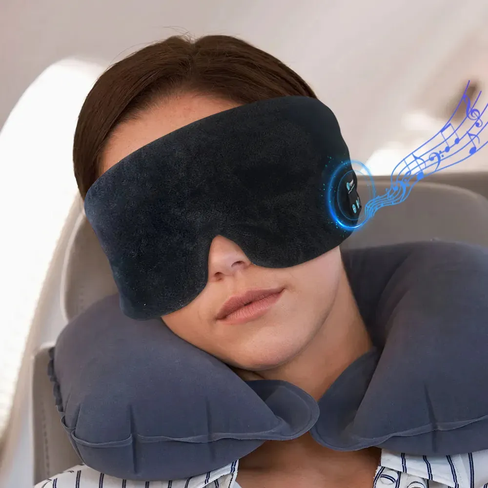 Soft Wireless Bluetooth Sleeping Mask w/Earphones for Music Meditation