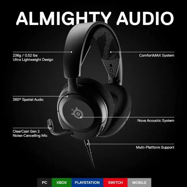 Steelseries Arctis Nova 1 On-Ear  Wired Gaming Headset