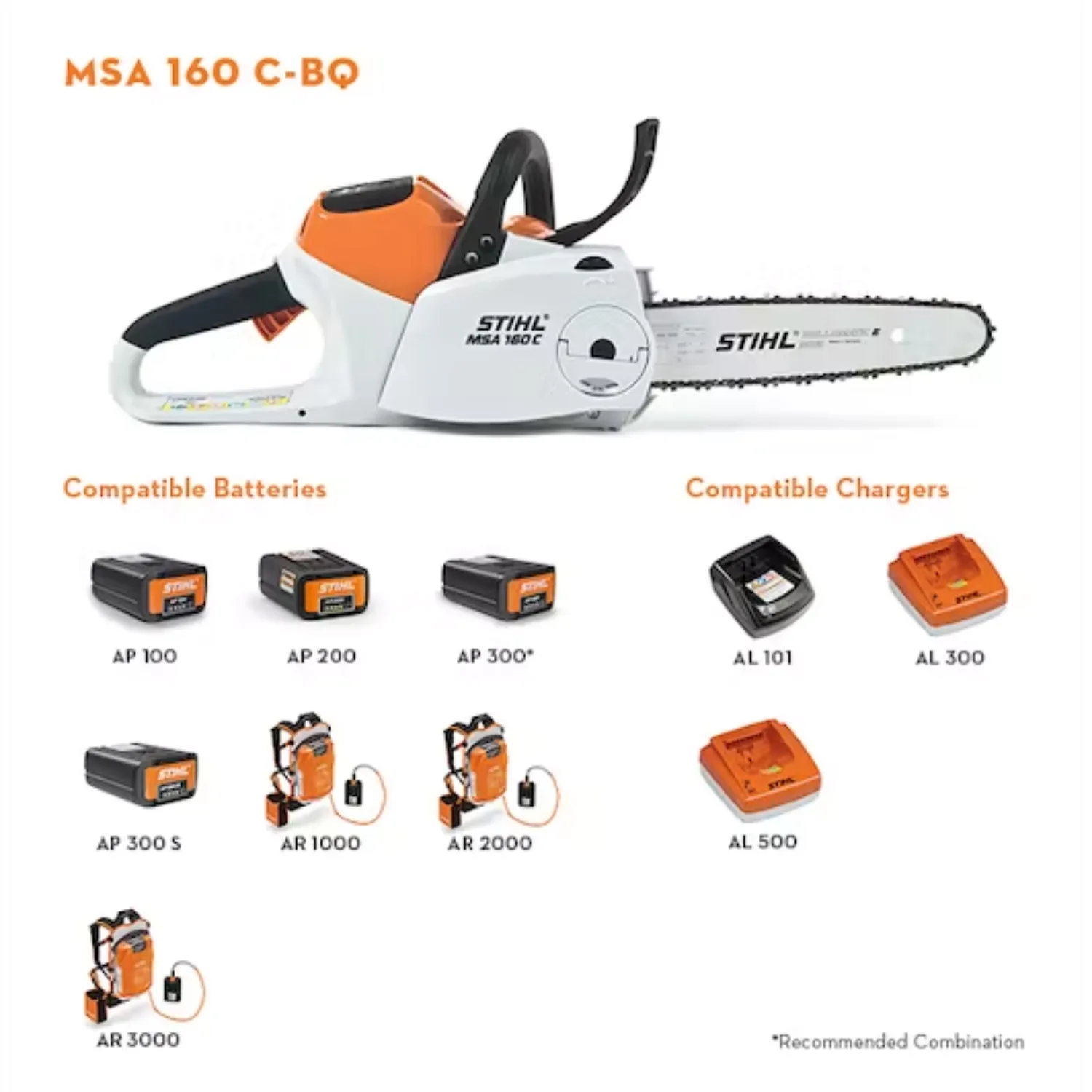 STIHL MSA 160 C-BQ Battery Powered Chainsaw with Quickstop
