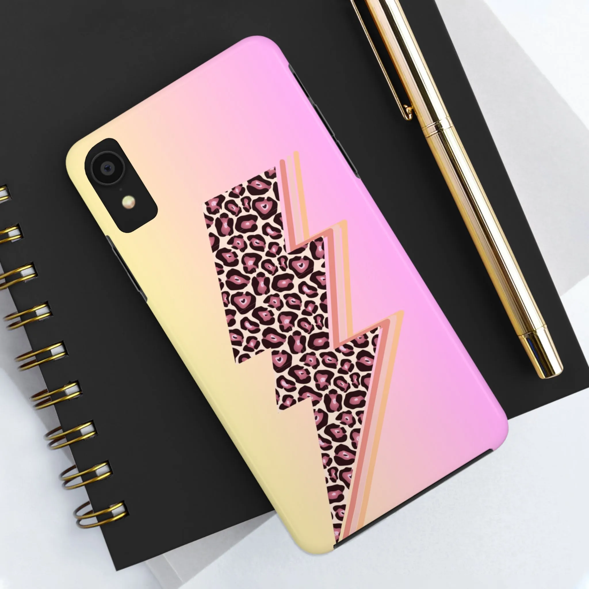 Stylish Pink Leopard Lightning Bolt Cell Phone Cover: Fashion Meets Protection