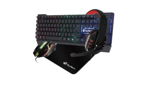 TOPTECH X-11 4-in-1 Gaming Set: Keyboard, Mouse, Headset & Mouse Pad, RGB, LED, Precise Control