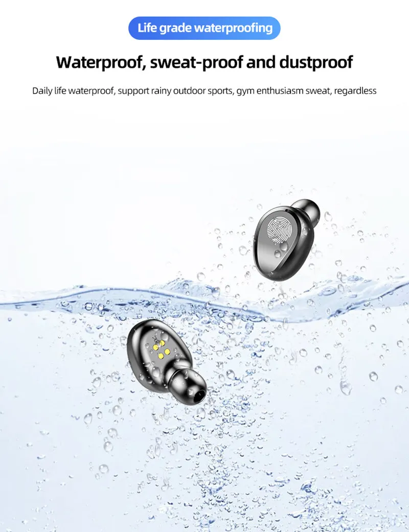 TWS Bluetooth 5.0 Wireless Earphones, Stereo Sport Earbuds headphones