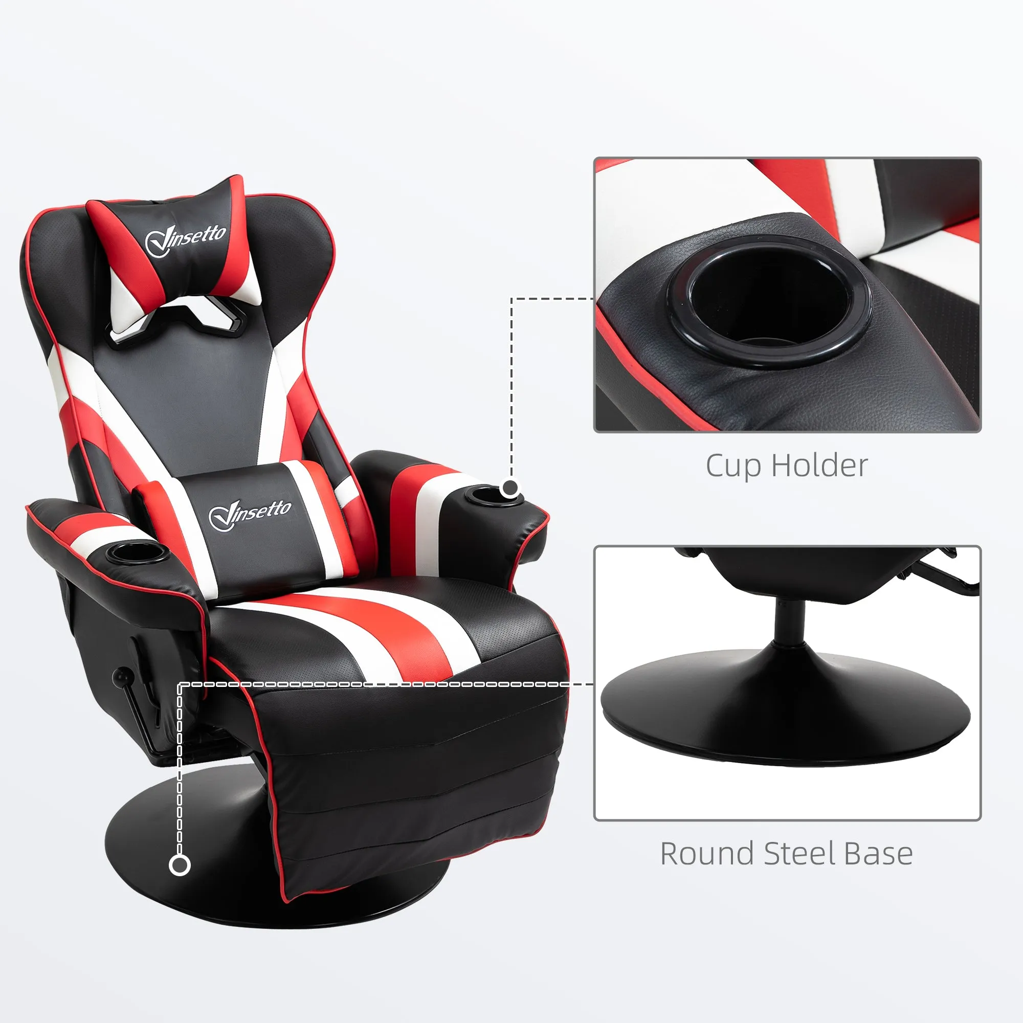 Vinsetto Recliner with Lumbar Support and Footrest - Black Red