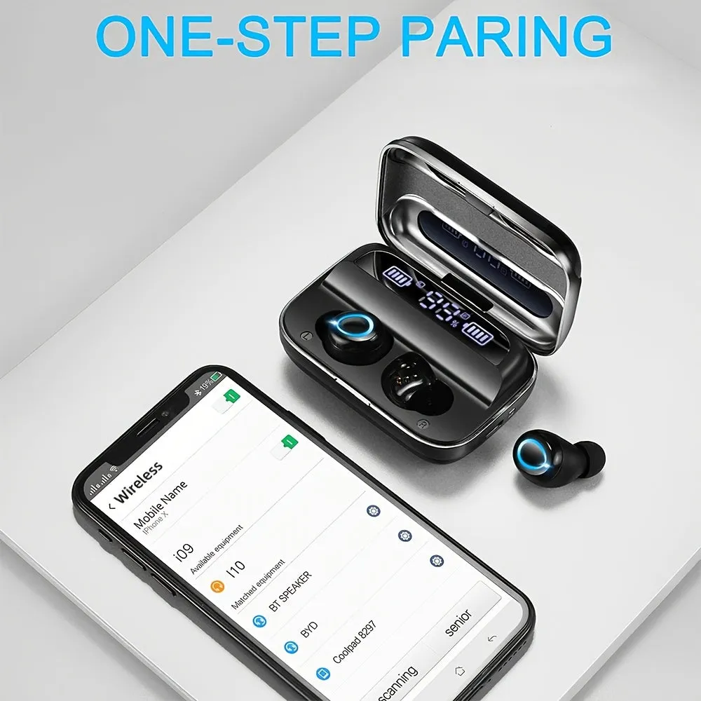 Wireless Earbuds, 140H Playtime Wireless Earphones HD Stereo Noise Cancelling Headphones in Ear with Mic, USB-C Charging Case, Headset for Sports