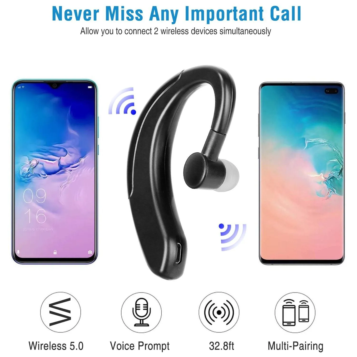 Wireless V5.0 Earpiece Noise Cancelling Driving Earbud