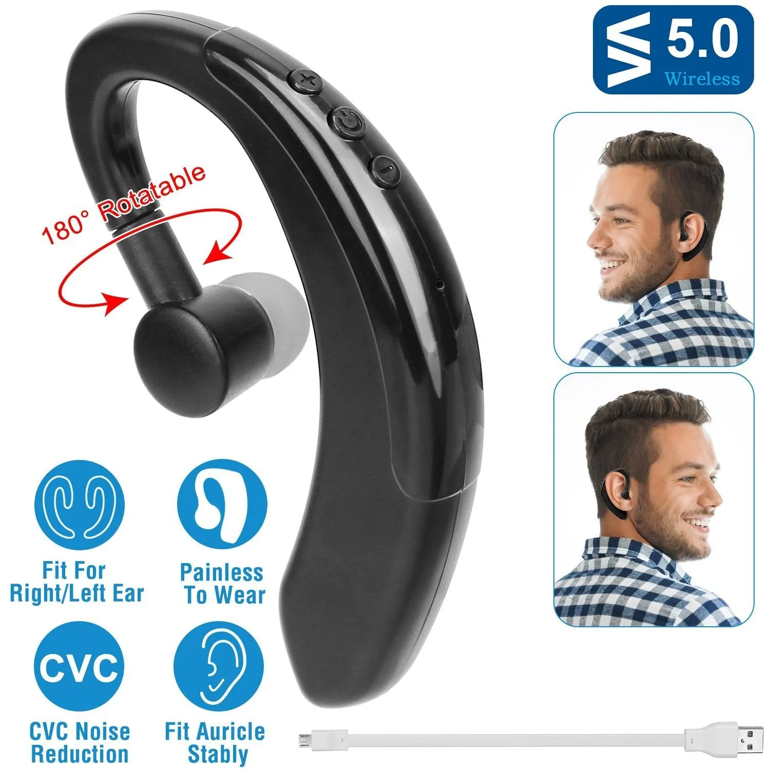 Wireless V5.0 Earpiece Noise Cancelling Driving Earbud