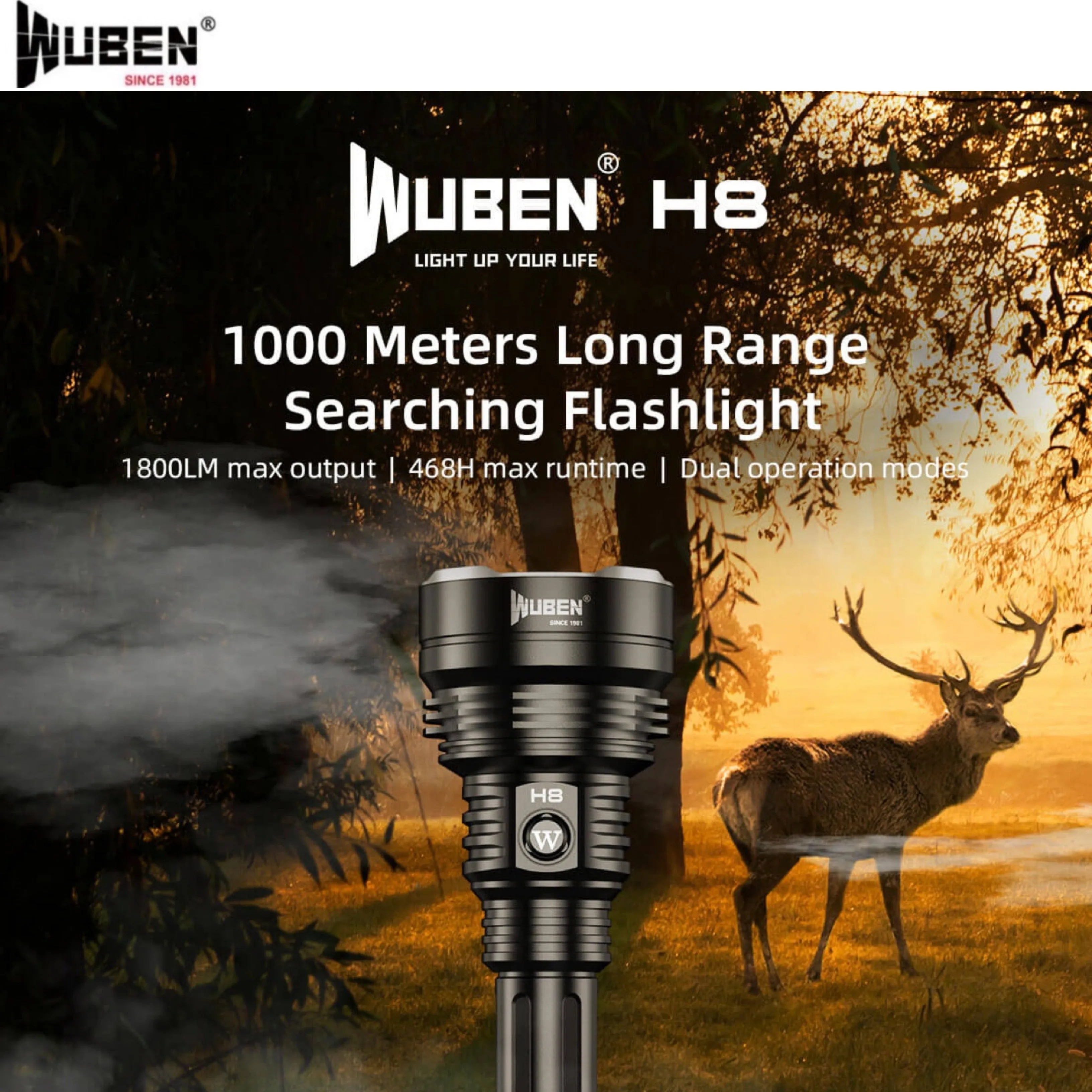 WUBEN H8 1800LMS 250000CD 1000M Tactical Flashlight